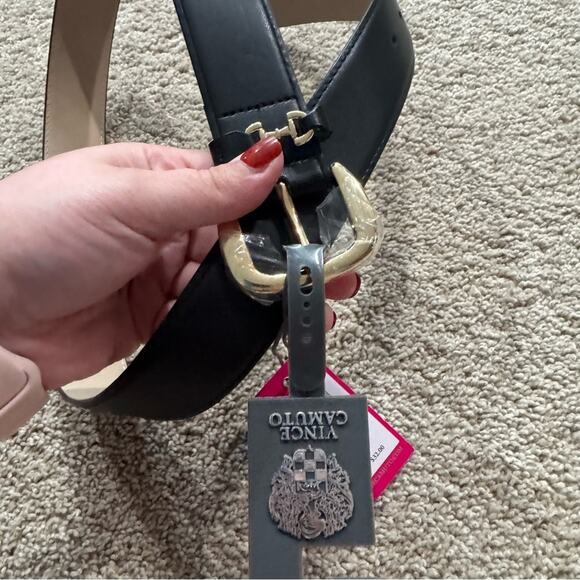 NWT Vince Camuto Black & Gold Dressy Belt Women’s Size Large Faux Leather - Picture 2 of 8